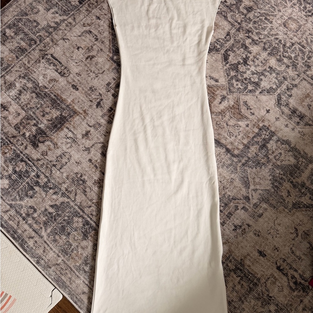 Zara Mock Neck Sleeveless Knit Maxi Dress in Cream - Size S